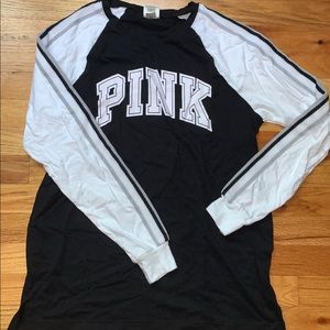 White pink long sleeve shirt